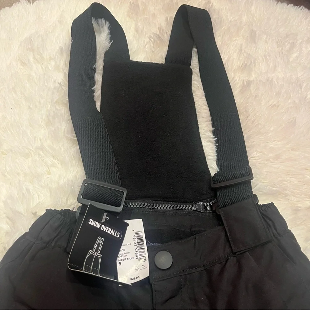 The Children’s Place Snow Bib Overalls Kids Size 5 Black NWT